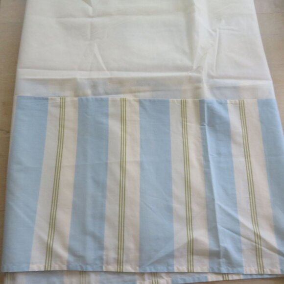 Martha Stewart Collection Twin Bed Skirt Striped Blue White Green 15.5" Drop - Picture 2 of 9